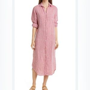 Frank & Eileen Rory long sleeve button-up maxi shirtdress red washed linen large